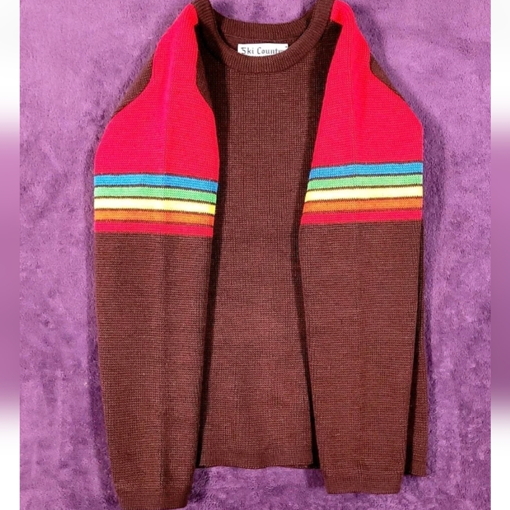 RARE Ski Country Colorado Knitting Mills 100% Wool Sweater Size XS/Small Vintage - Picture 3 of 4
